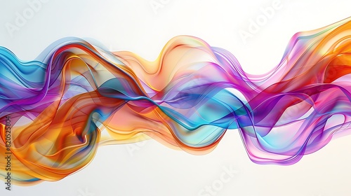 Dynamic waves of vibrant colors flowing gracefully on a pristine white background, creating a mesmerizing visual spectacle.