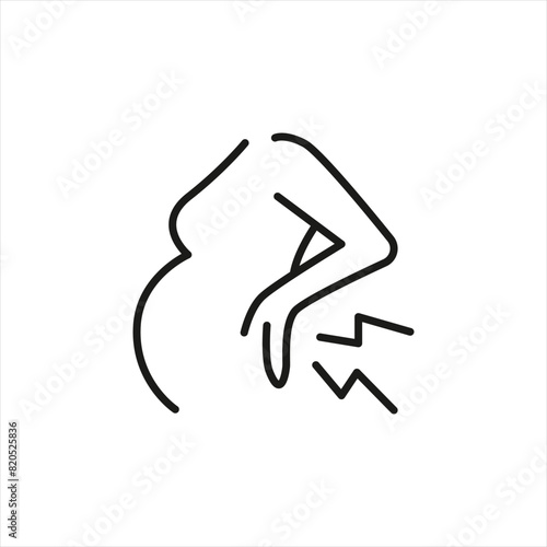 Back pain icon. A minimalistic design depicting an individual experiencing back discomfort, symbolizing the common issue of spinal and lumbar pain. Suitable for medical websites. Vector illustration photo