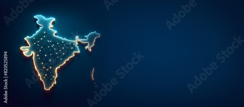 Abstract of india map network, internet and global connection concept, Wire Frame polygonal network line, design sphere,Abstract geometric futuristic concept copy space