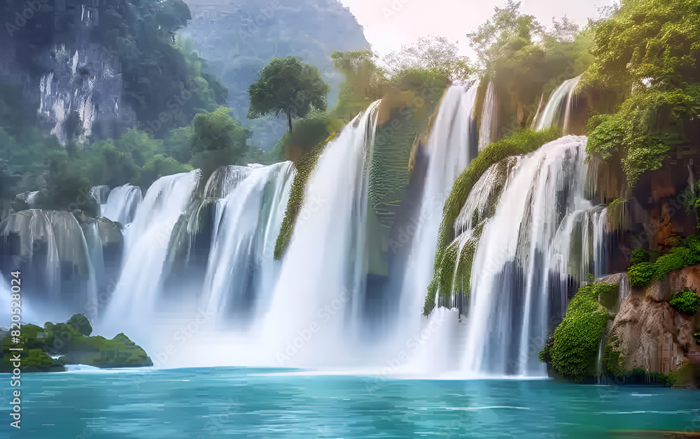 Fototapeta premium Detian waterfall Detian or Ban Gioc waterfall along Beautiful waterfalls