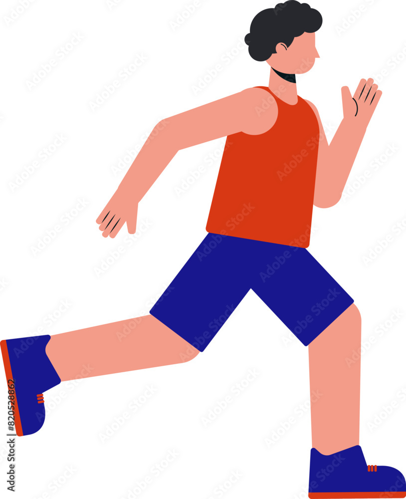 Illustration of abstract athlete running in a tank top and shorts. Running athlete flat design illustration. Illustration of abstract athlete running in a tank top and shorts. Running athlete flat design illustration.
