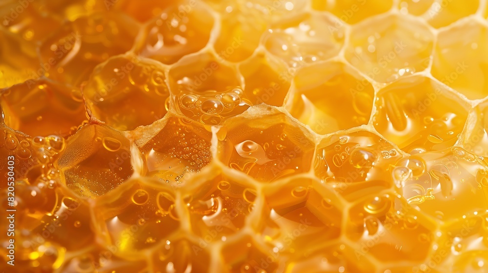 Honeycombs with sweet golden honey on whole background close up Background texture pattern of section of wax honeycomb : Generative AI Honeycombs with sweet golden honey on whole background close up Background texture pattern of section of wax honeycomb : Generative AI