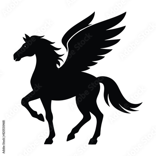 Pegasus horse Premium Vector silhouettes on white background | Vector illustration