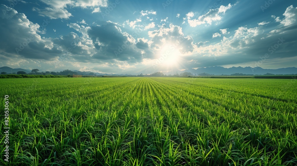 Green Rice Field View Background Green Rice Field View Background