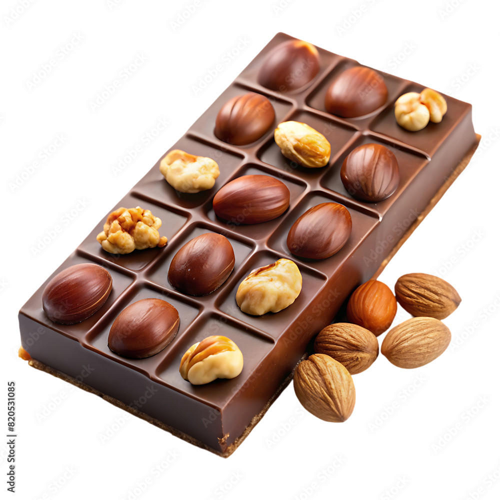 a chocolate bar with nuts transparent background a chocolate bar with nuts transparent background