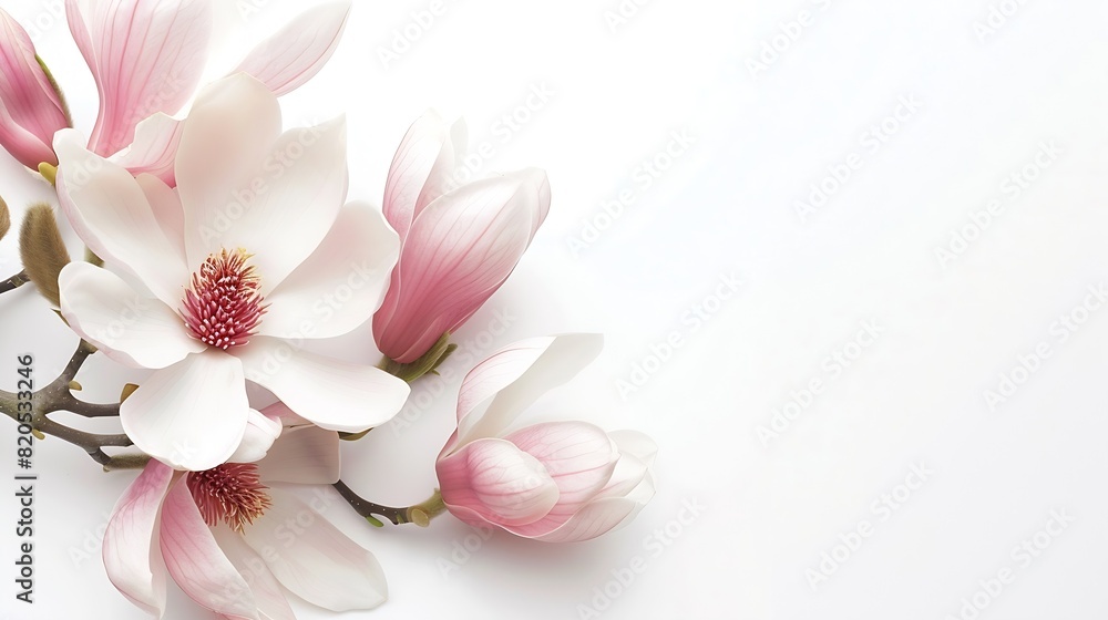Beautiful magnolia flower bouquet isolated on white background : Generative AI Beautiful magnolia flower bouquet isolated on white background : Generative AI