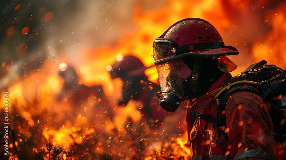 Firefighters in Action - Photo of firefighters using firefighting equipment on the ground, vividly showing the challenges and risks associated with this job Firefighters in Action - Photo of firefighters using firefighting equipment on the ground, vividly showing the challenges and risks associated with this job