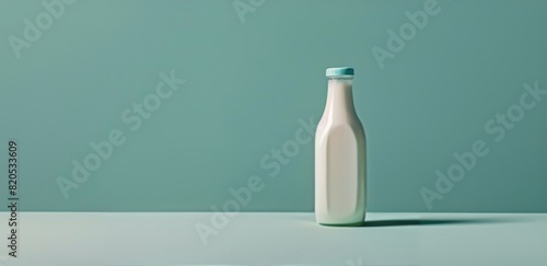 Bottle of Milk on Blue Background