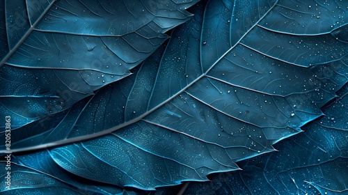 Closeup of a blue leaf texture abstract background : Generative AI