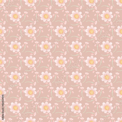 Wallpaper Mural Seamless pattern, small flower pattern, sweet pink Torontodigital.ca