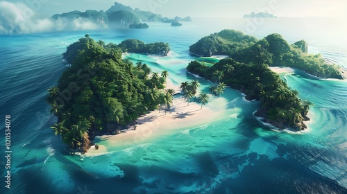 Tropical and Beach Island Landscape Beautiful View   Generative AI