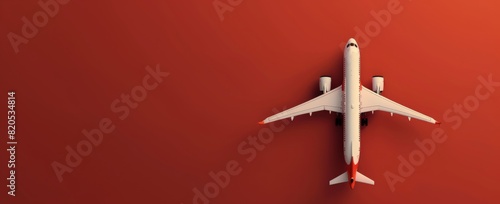 White and Red Airplane on Red and White Background
