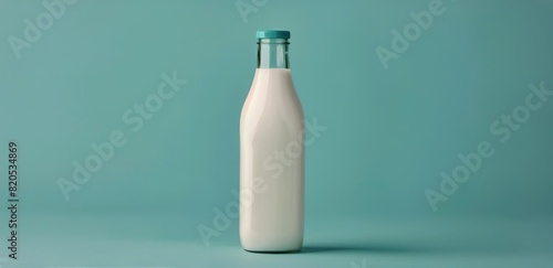 Bottle of Milk on Blue Background