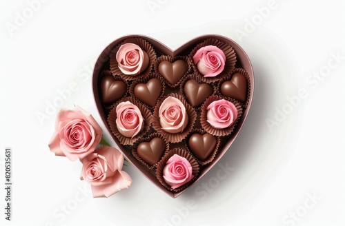 Heart Shaped Box Filled With Pink Roses