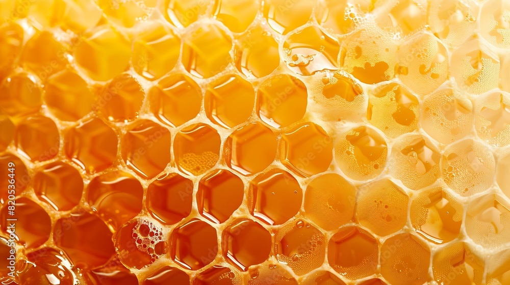 Honeycombs with sweet golden honey on whole background close up Background texture pattern of section of wax honeycomb : Generative AI Honeycombs with sweet golden honey on whole background close up Background texture pattern of section of wax honeycomb : Generative AI