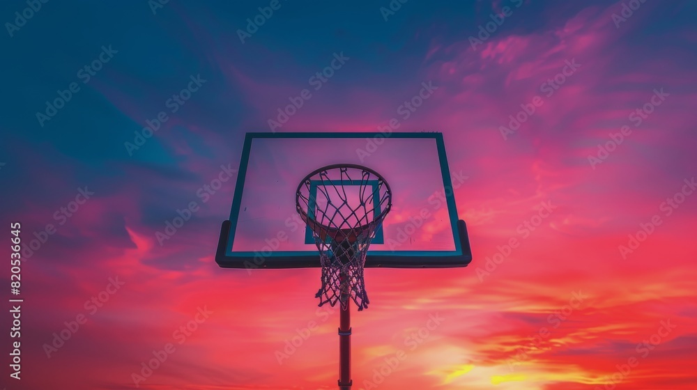 Basketball Hoop Against Sunset