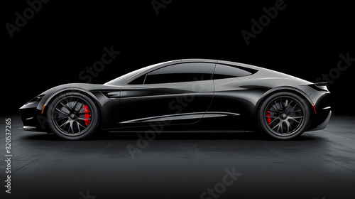 Modern car isolated on black background illustration for web banners.High quality photo