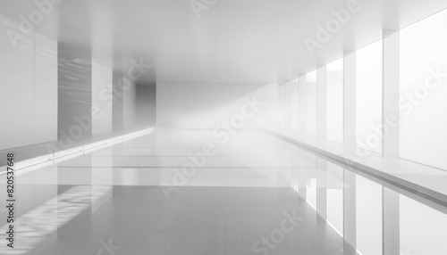 A large  empty room with white walls and a white floor