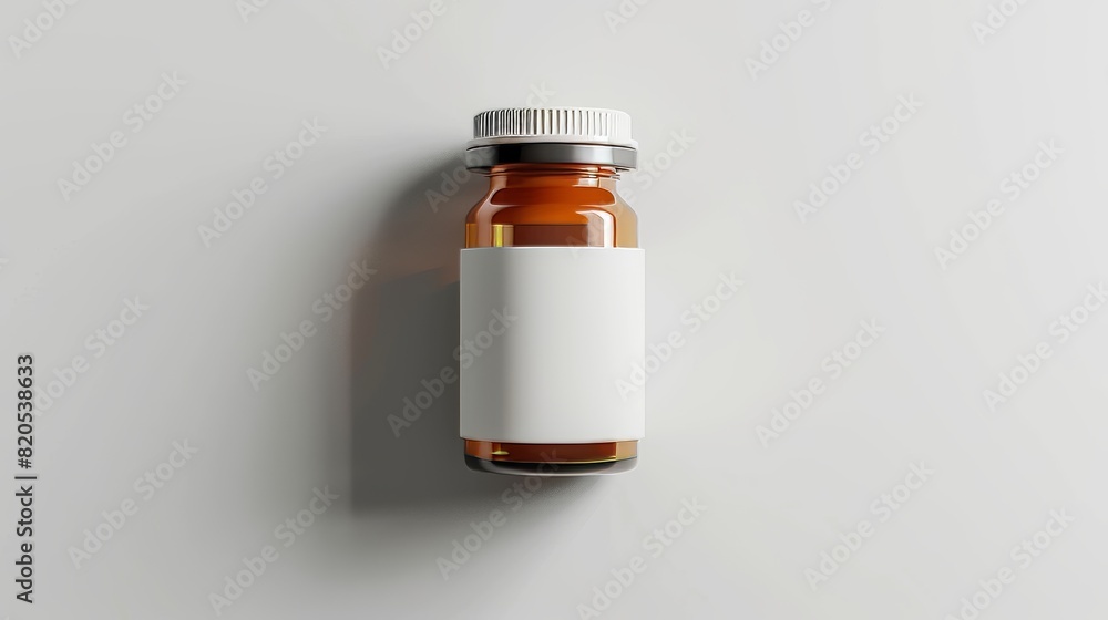 Pill bottle with blank label, top view, isolated background, studio lighting, detailed and realistic, professional look Pill bottle with blank label, top view, isolated background, studio lighting, detailed and realistic, professional look