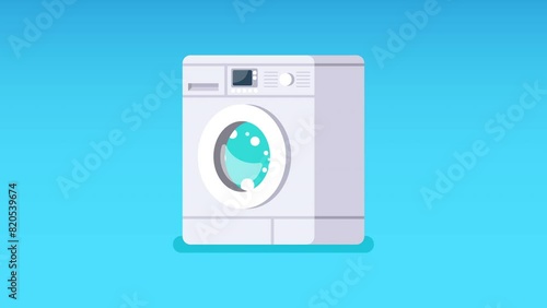 Washing machine motion graphic. 4k video animated
