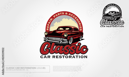 Classic Car Restoration Vector Logo Template. This logo design for all creative business. Consulting, Excellent logo,simple and unique concept.