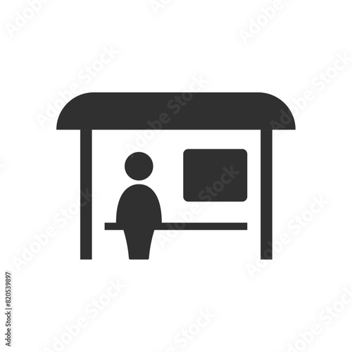 Bus stop place black icon vector illustration