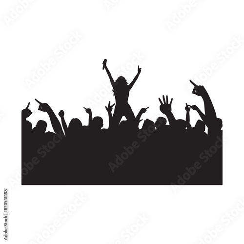 Rock Music Concert Crowd Silhouette Isolated On White Background 