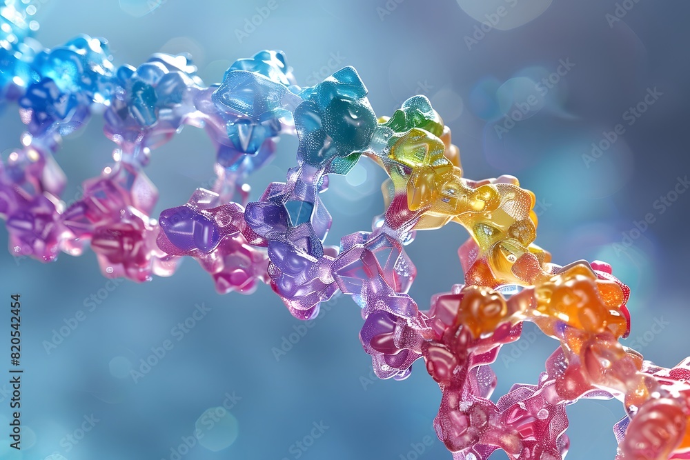 Illustration of rainbow DNA on a blue background. Suitable for ...