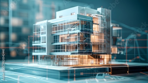 Fototapeta Naklejka Na Ścianę i Meble -  the intricate of Building Information Modeling (BIM), where digital innovation meets architectural mastery, revolutionizing the way we design, construct, and manage our built environment.