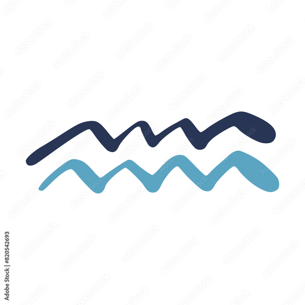 Fototapeta premium Abstract Wavy Lines in Blue and Light Blue Tones Minimalist Art.