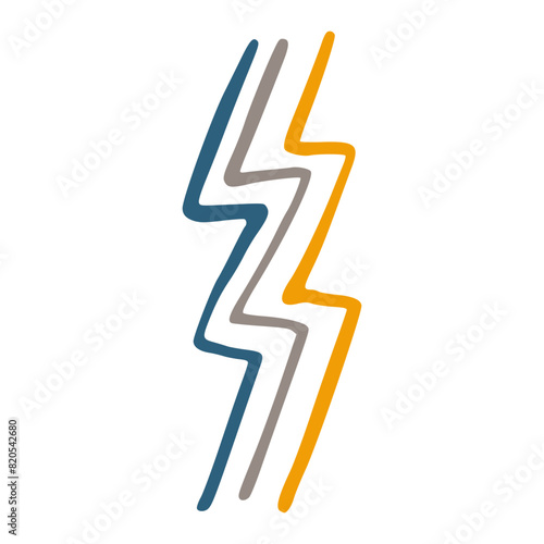 Abstract Zigzag Lightning Bolt Shapes in Blue, Gray, and Yellow Minimalist Vector Art.