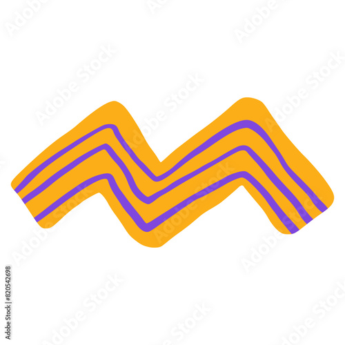 Minimalist Abstract Wavy Line Art in Yellow and Purple.