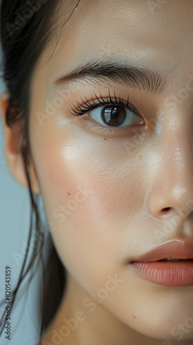 Close-up of a female eye with smooth skin.