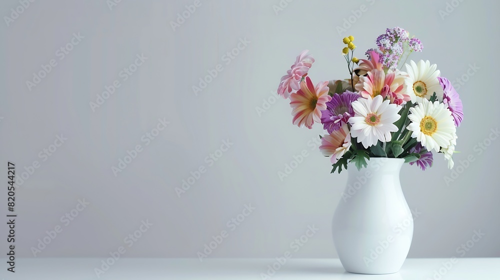 A bouquet of flowers in a white vase : Generative AI A bouquet of flowers in a white vase : Generative AI
