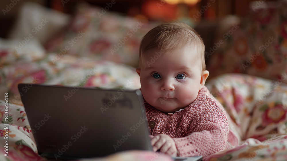 a baby using a laptop generative ai a baby using a laptop generative ai