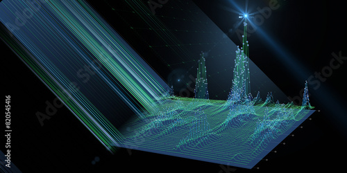 Abstract  background color graph wireframe from circles and  lines with star. Technology wireframe concept  virtual data analytical . Big Data.