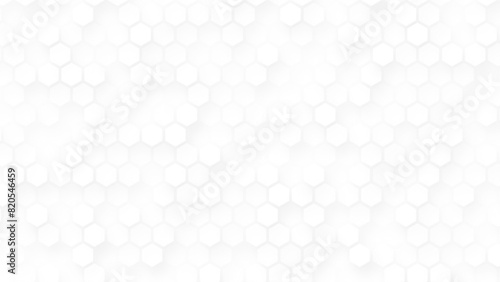 Three-dimensional illuminated white hexagonal background. 