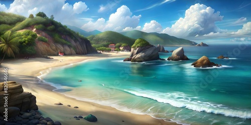 beach in Venezuela super realistic photo for travel agency brochure, high resolution, high detail