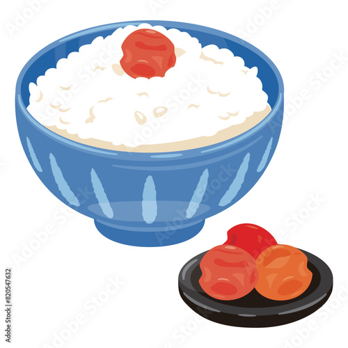 茶碗に盛られた梅干しご飯