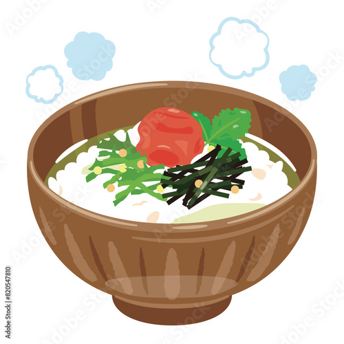 茶碗に盛られた梅茶漬け