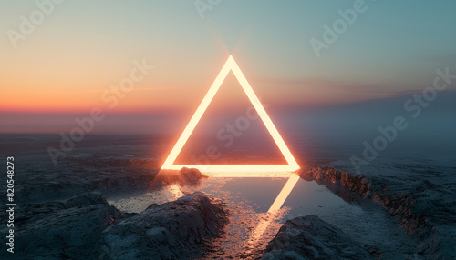 Abstract landscape background with triangular geometric frame
