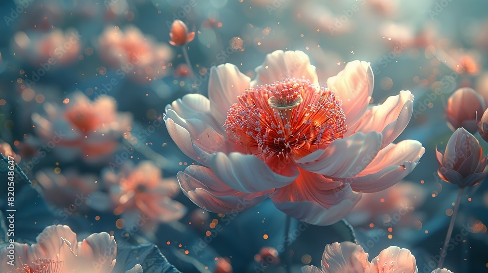 Delicate flowers blooming in the wake of a spaceship soaring through the cosmos Delicate flowers blooming in the wake of a spaceship soaring through the cosmos