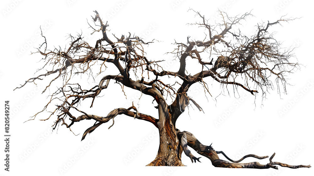 A wilted and withered tree with drooping branches and barren leaves, symbolizing the decline and decay of a once-thriving business, against a transparent background A wilted and withered tree with drooping branches and barren leaves, symbolizing the decline and decay of a once-thriving business, against a transparent background