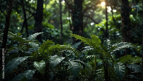 Lush foliage thrives in the depths of the jungle. photo