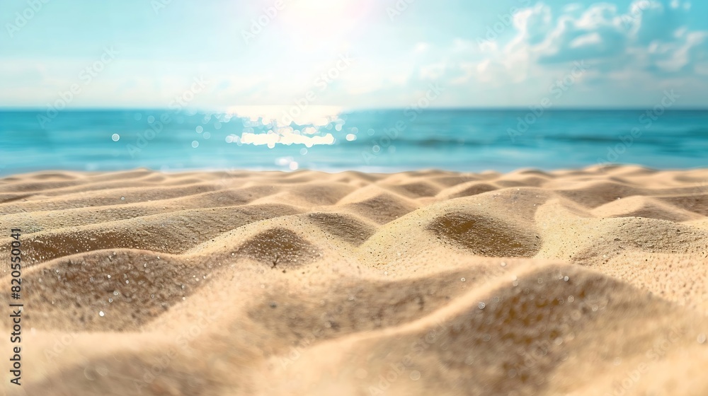 Closeup of sand on beach and blue summer sky Panoramic beach landscape Empty tropical beach and seascape Orange and golden sunset sky soft sand calmness tranquil relaxing sunlight summ : Generative AI Closeup of sand on beach and blue summer sky Panoramic beach landscape Empty tropical beach and seascape Orange and golden sunset sky soft sand calmness tranquil relaxing sunlight summ : Generative AI