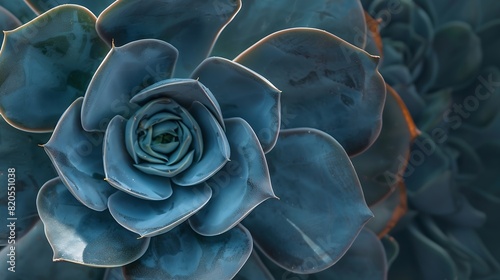 Closeup of succulent echeveria Macro photography of nature : Generative AI photo