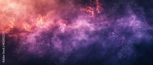Vibrant purple and pink nebula clouds with glimmering stars.