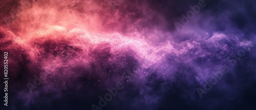Vibrant purple and pink nebula clouds with glimmering stars.