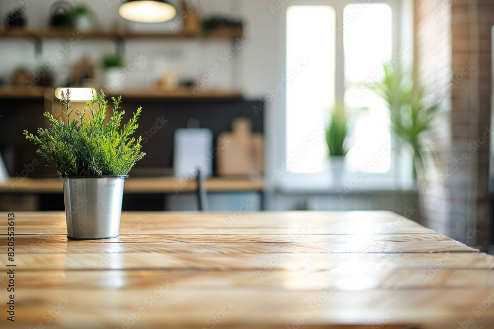 A desk top with blurred background of kitchen. Good for background A desk top with blurred background of kitchen. Good for background