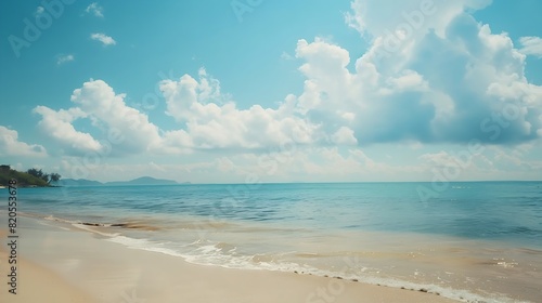 Nature landscape view of beautiful tropical beach and sea in sunny day Beach sea space area   Generative AI